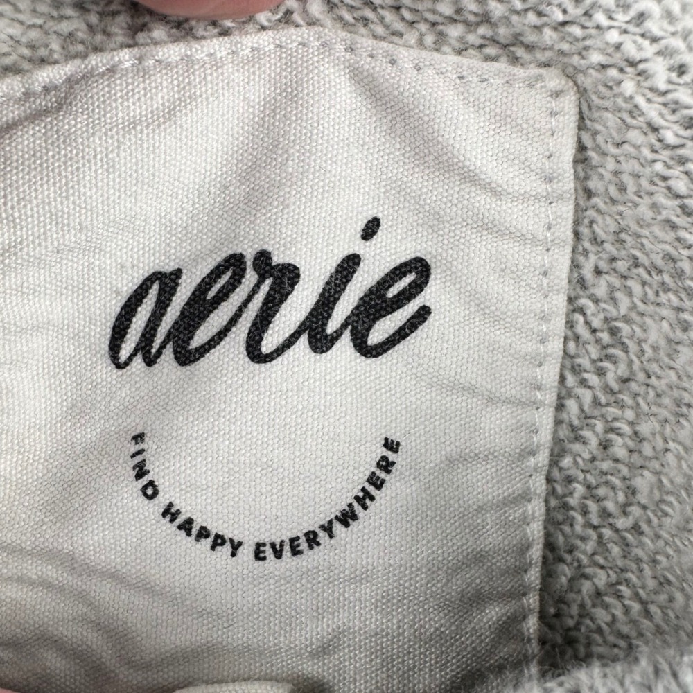 Aerie Sweatshirt Womens Medium Gray Raglan Sleeve Ribbed Trim Oversized Pullover - Picture 7 of 13